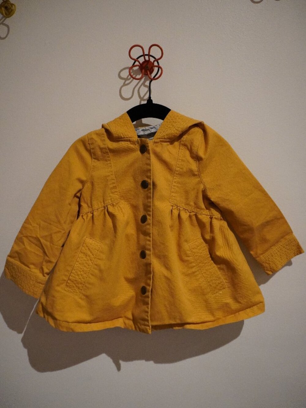 Aspen Kids 18M Yellow Cinched Jacket Pockets 100% Cotton
